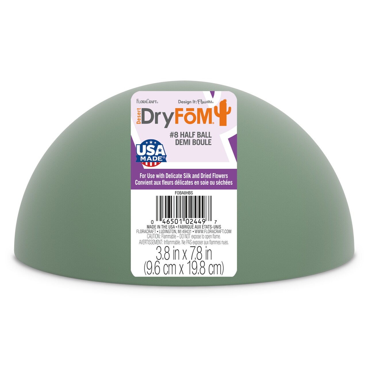 Floral Desert DryFoM Half Ball, 3.8"x 7.8" - Green Foam Ball for Floral Arranging and Crafting